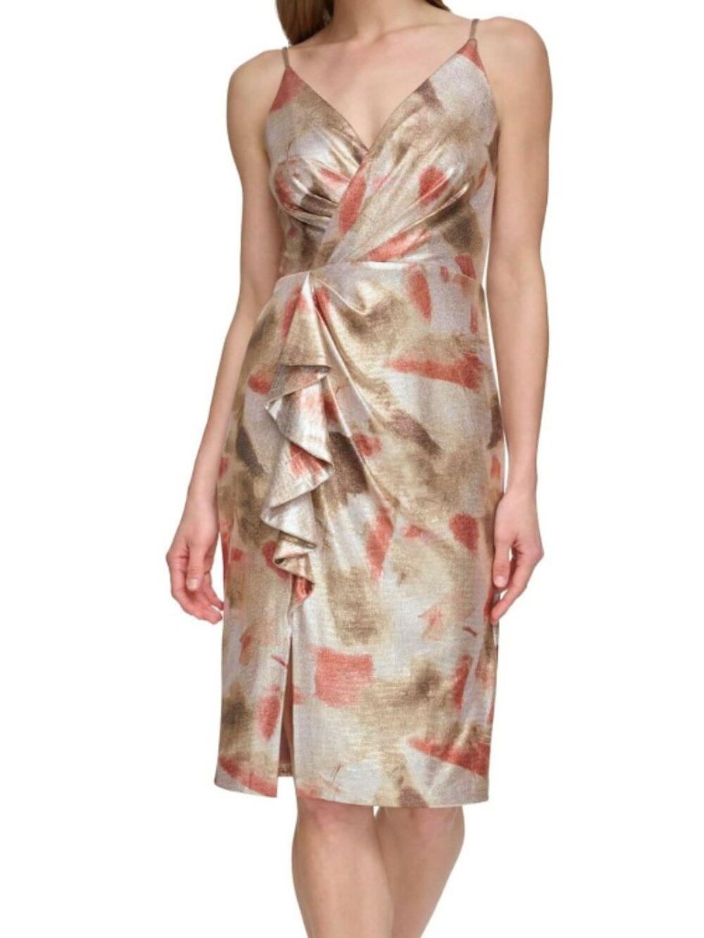 ✨ Eliza J Women’s Foiled Knit Spaghetti Strap Dress – Size 12 NWT